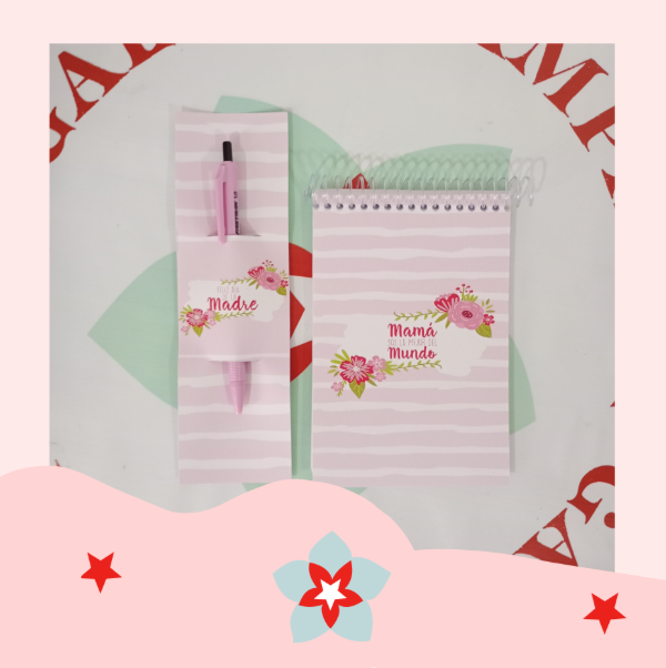 Producto - SET DE ANOTADOR + BIROME FILGO FASTRACK MAMÁ SOS LA MEJOR DEL MUNDO