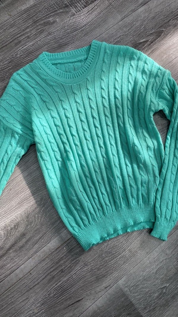 Producto - Sueter Turquesa tejido -. Talle unico - dama