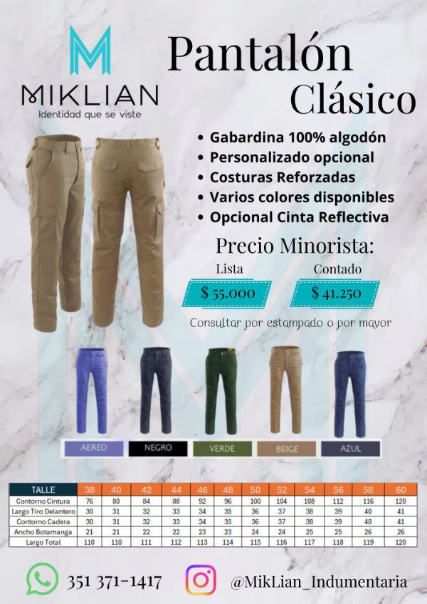 Producto - Pantalón Clásico de Gabardina