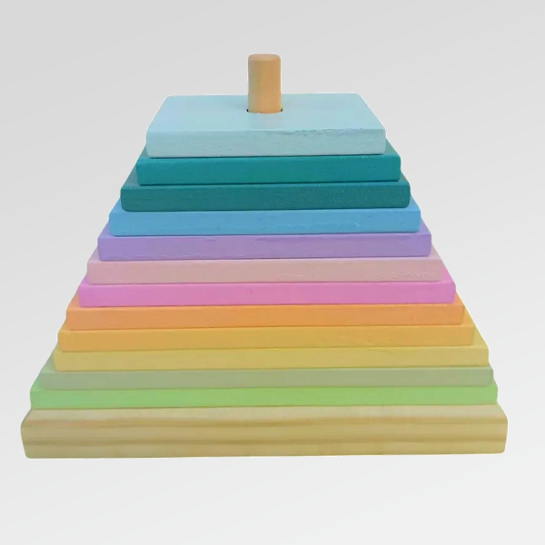 Producto - Torre 12 Bloques de Madera Pastel - 20 cm - Juguete Waldorf Montessori