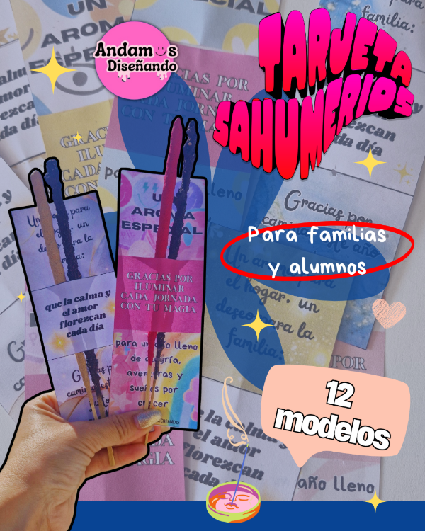 Producto - TARJETA PORTA SAHUMERIO. MODELOS PARA FAMILIAS Y ALUMNOS