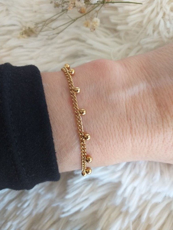 Producto - ADP0045 Pulsera Cadena microbolitas colgante