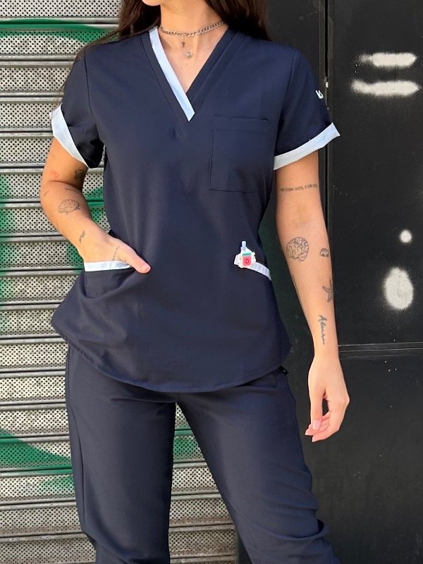 Producto - AMBO SELVA SPANDEX (Azul detalle Celeste Claro) - 5