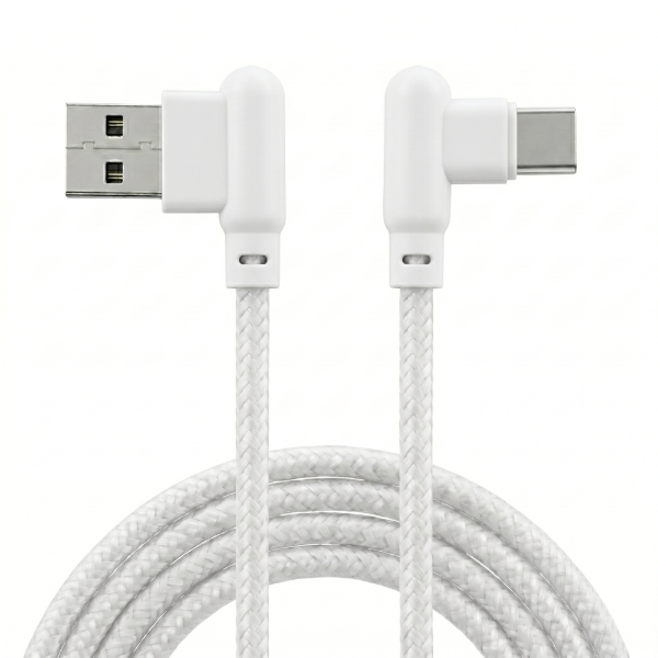 Producto - Cable USB-A a USB-C - Carga Rápida formato L (ele) - Color Blanco - Only