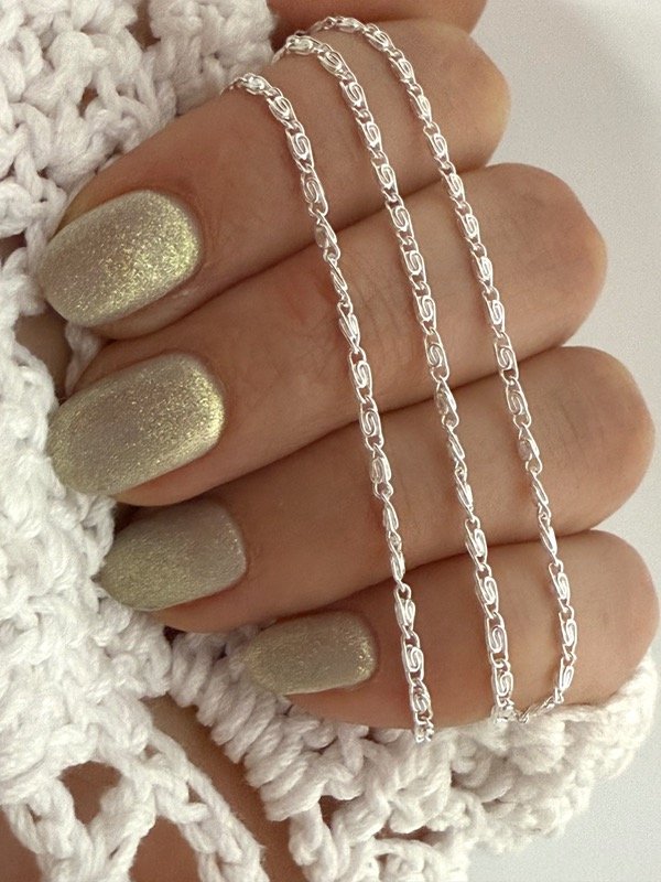 Producto - CB580 Cadena flor fina acero blanco