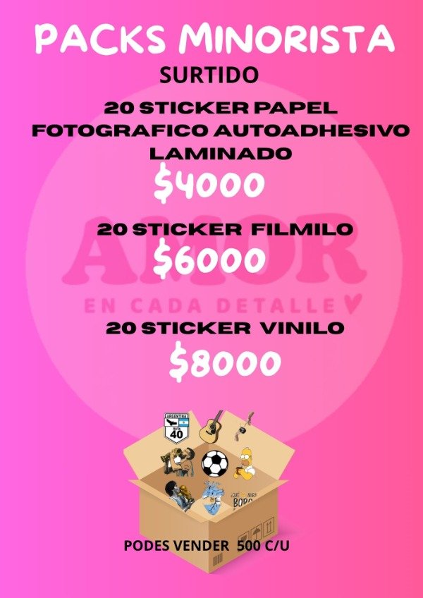 Producto - Pack Minorista de Stickers Personalizados