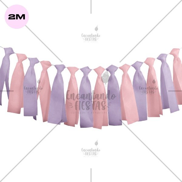 Producto - Guirnalda Bicolor Rosa y Lila Cumpleaños 2 mts