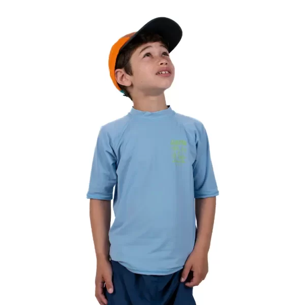 Producto - REMERA CON PROTECCION UV NIÑO - MANGAS CORTAS CELESTE - ORIGAMI