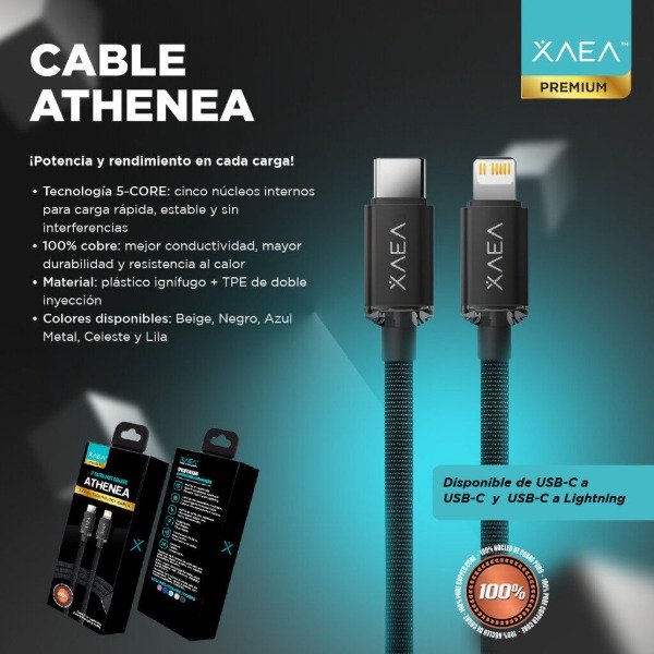 Producto - Cable Tipo C a Lightning. ModX-098 Athenea. Calidad Premium