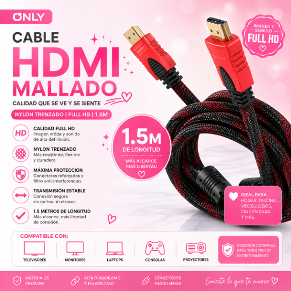 Producto - CABLE HDMI MALLADO 1.5M 1.4V