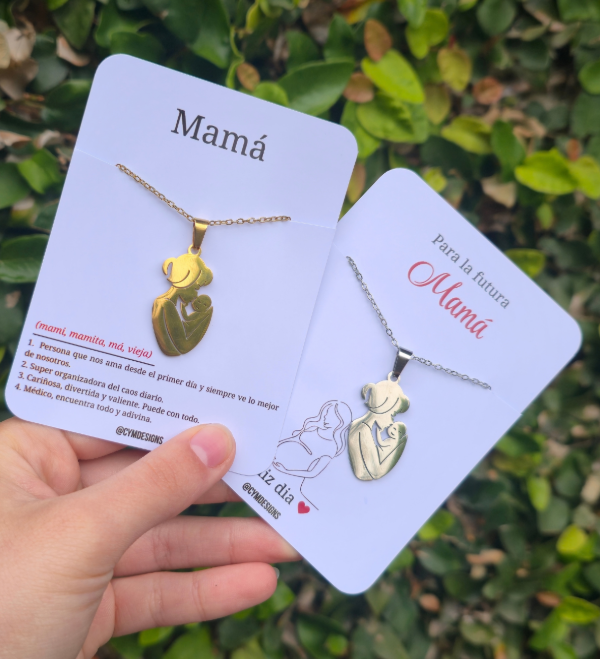 Producto - Collar mama y bebe A.Q (tarjeta tematica a eleccion) - 0