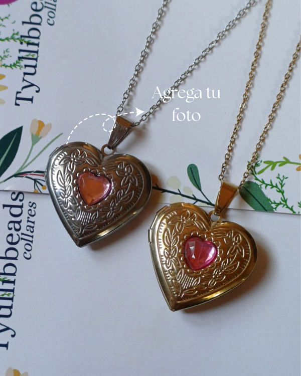 Producto - Relicario rosa (PLATEADO)