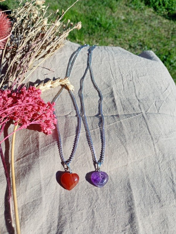 Producto - Collar acero y dije corazón chico sin virola