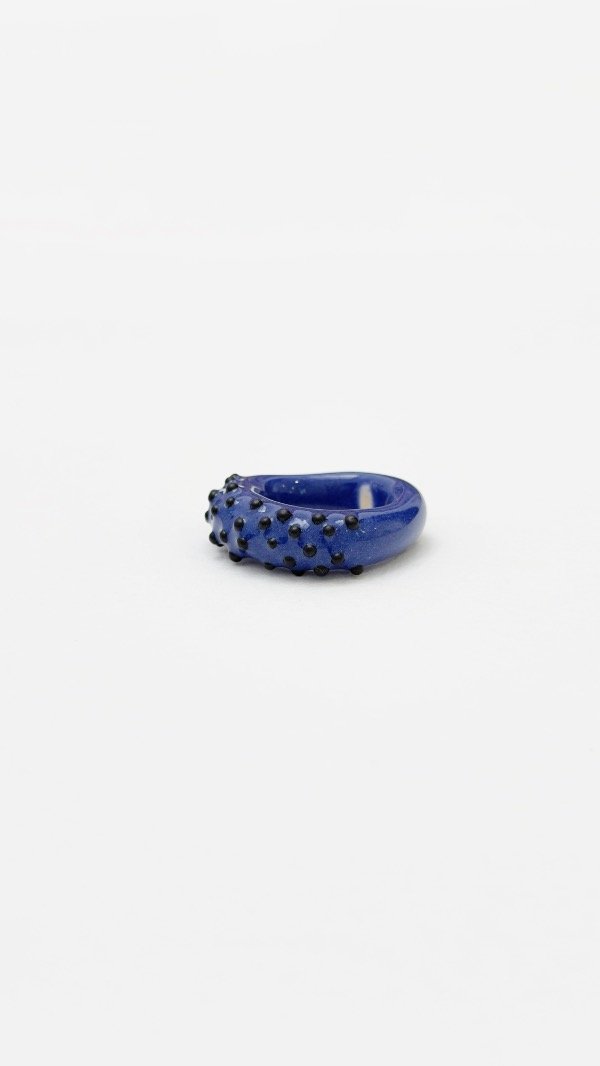 Producto - Anillo azul textura negra mate - 0