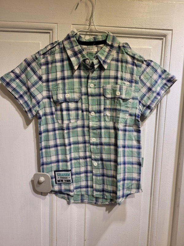 Producto - Camisa CHEEKY cuadrillé azul blanco y verde Talle 6 años - PRECIO: 12X