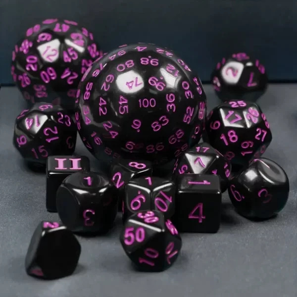 Producto - Set Dados de Rol POLIÉDRICOS (D100) - Black+Purple
