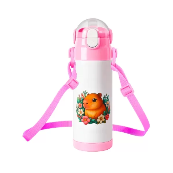 Producto - Botella Acero Inoxidable Infantil Capybara 500ml Con Correa