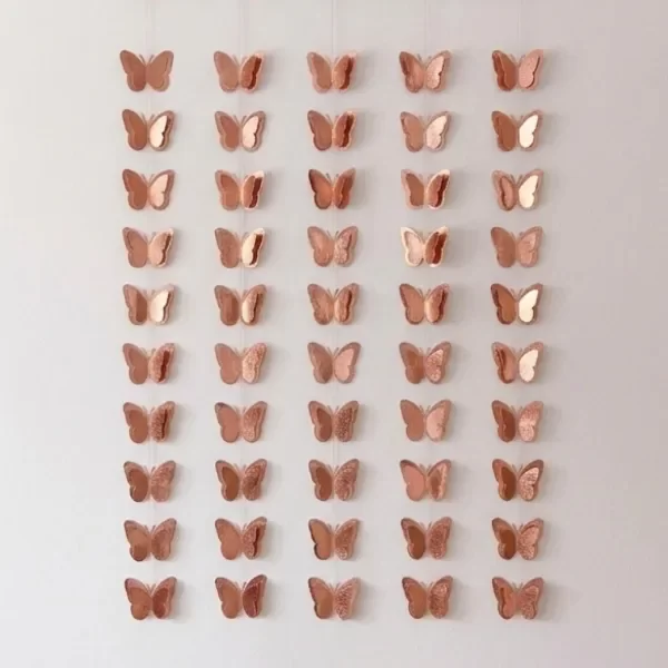 Producto - GUIRNALDA COLGANTE DE MARIPOSAS "METALLIC 3D" ROSA GOLD