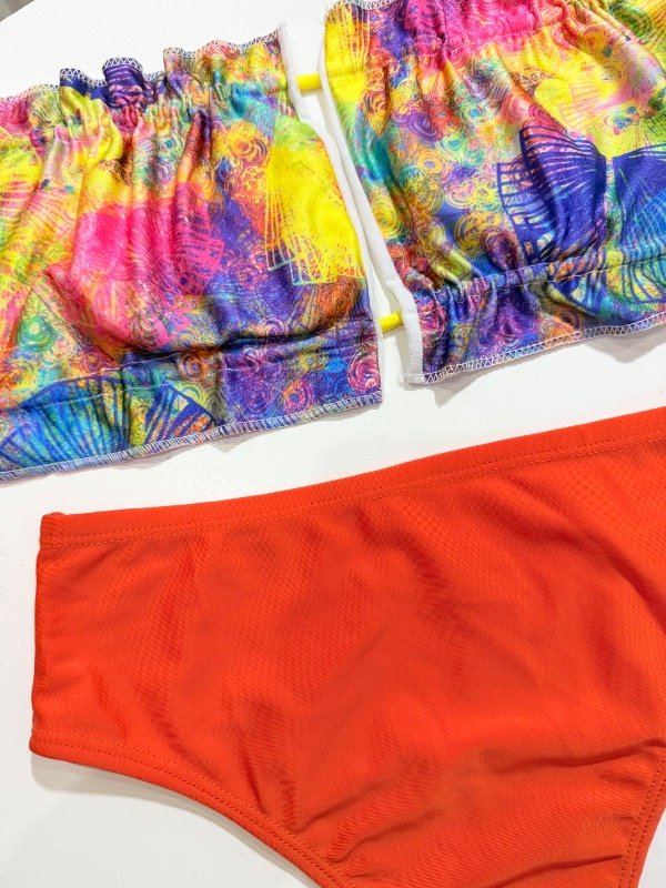 Producto - Bikini tiro alto amarilla y naranja - 1