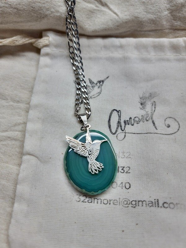 Producto - Collar Colibrí en Ágata Verde