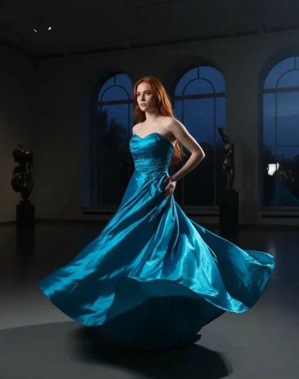 Producto - Vestido turqueza de satén  de 15 años económicos - 2