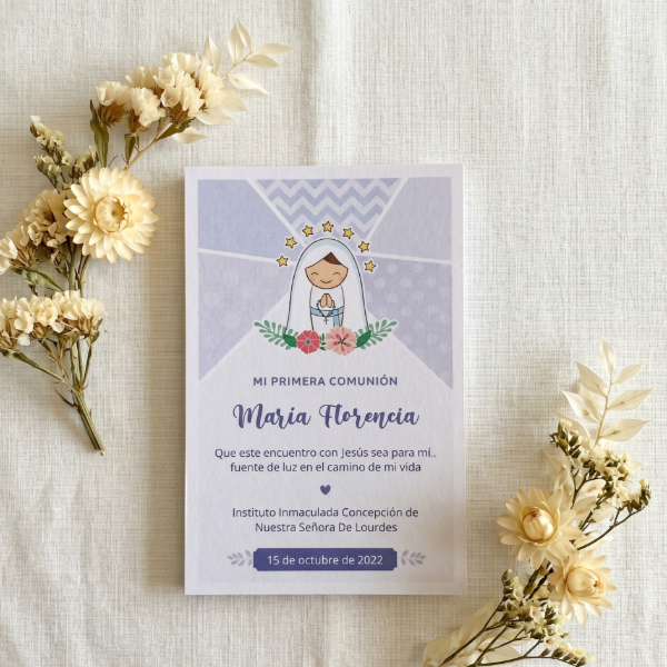 Producto - Diseño de Estampitas - Modelo Virgen de Lourdes