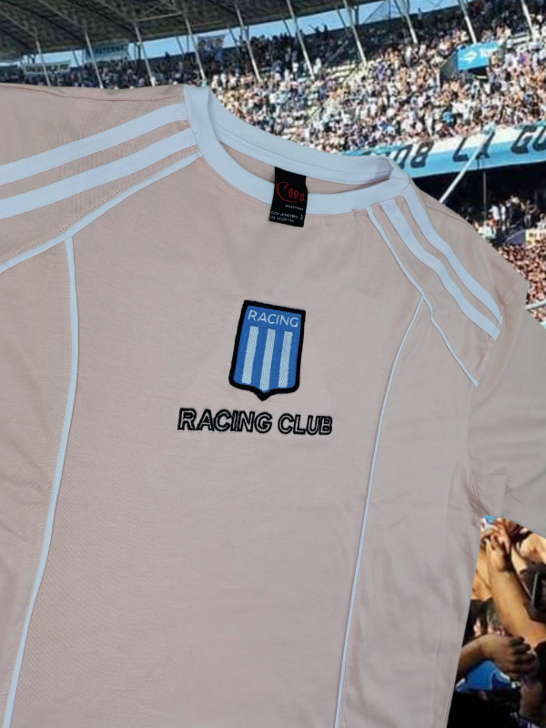 Remera boxi bordada rosa Racing Club