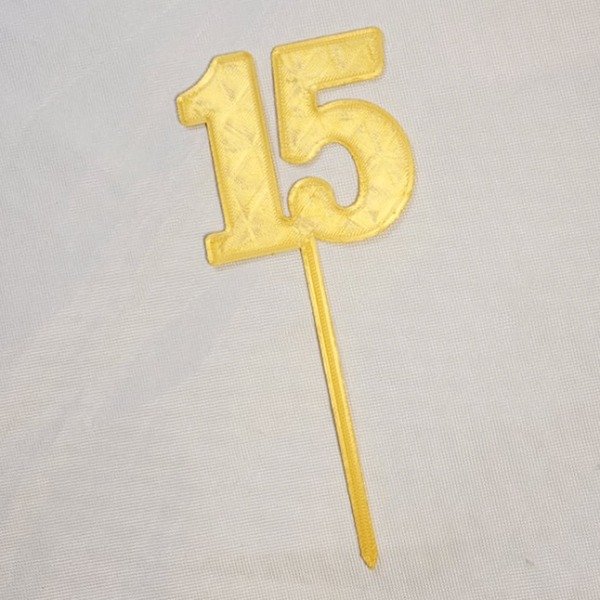 Producto - Cake topper número 15 dorado