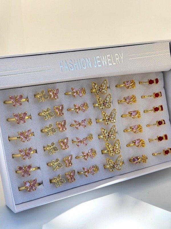 Producto - Anillos varios mariposas-acero dorado
