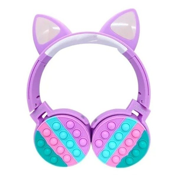 Producto - AURICULAR BLUETOOTH VINCHA AU-16006 GATITO POPIT LILA