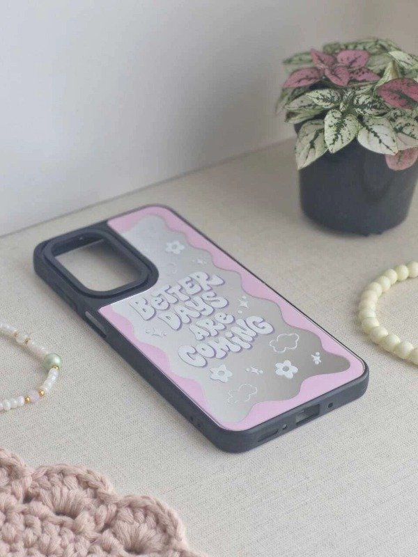 Producto - Funda espejada frase rosa (elegir modelo de celular)