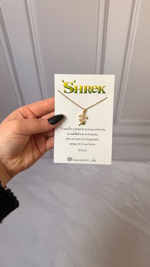 Producto - Collar Shrek flor con cubics - 1
