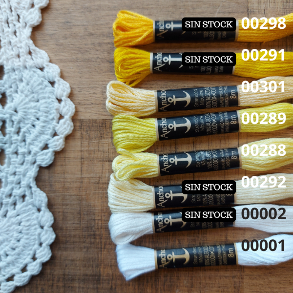 Producto - Hilo mouline Amarillos y blancos