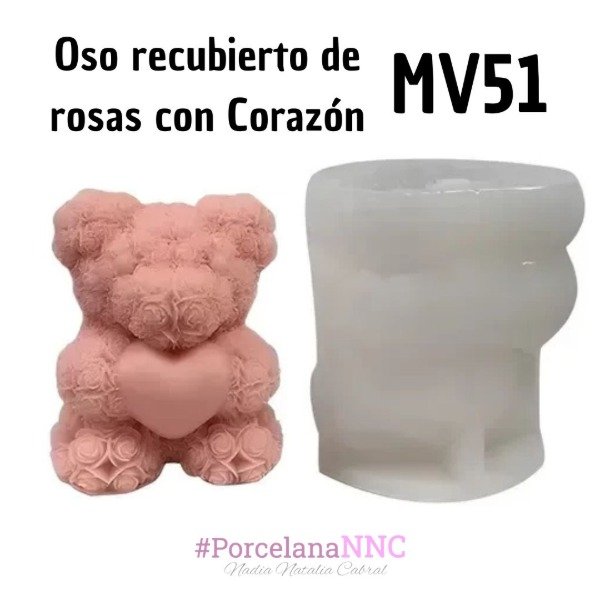 Producto - Oso recubierto de rosas con Corazón MV51