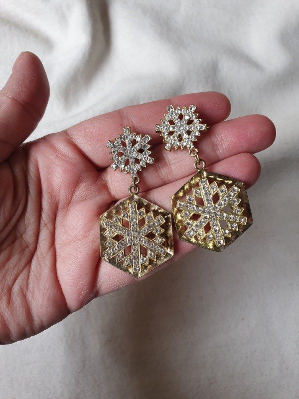 Producto - Aros Colgantes Pasantes Copos de Nieve Shine