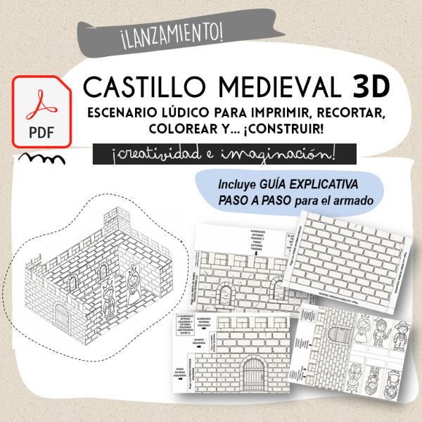 Producto - CASTILLO MEDIEVAL 3D -Escenario lúdico- Versión digital PDF imprimible