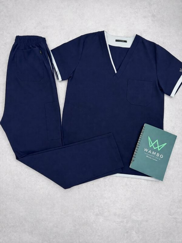 Producto - AMBO OLIVO SPANDEX (Azul detalle Gris)