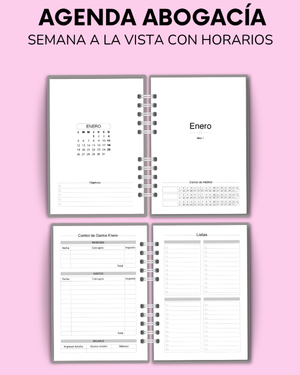 Producto - AGENDA ABOGACÍA  - c/agenda semana a la vista con horarios - 3