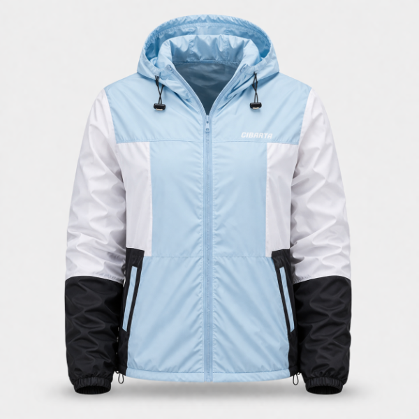 Producto - Campera Rompeviento Tela Engomada Impermeable Cibarta Celeste  Modelo Retro