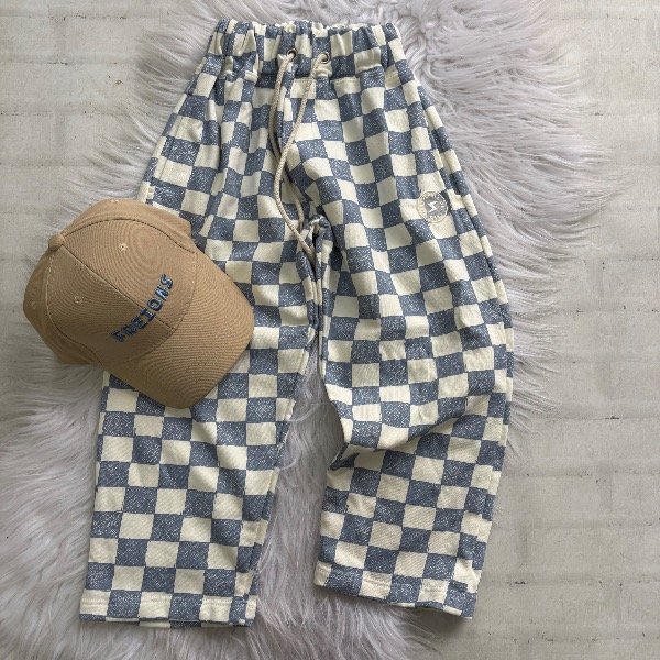Producto - Baggy cuadrille en color celeste talles 12 al 16