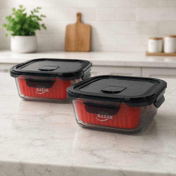 Producto - SET DE 2 HERMETICOS CUADRADOS DISTINTOS BOROSILICATO GRUESO 520 Y 800ML - 0