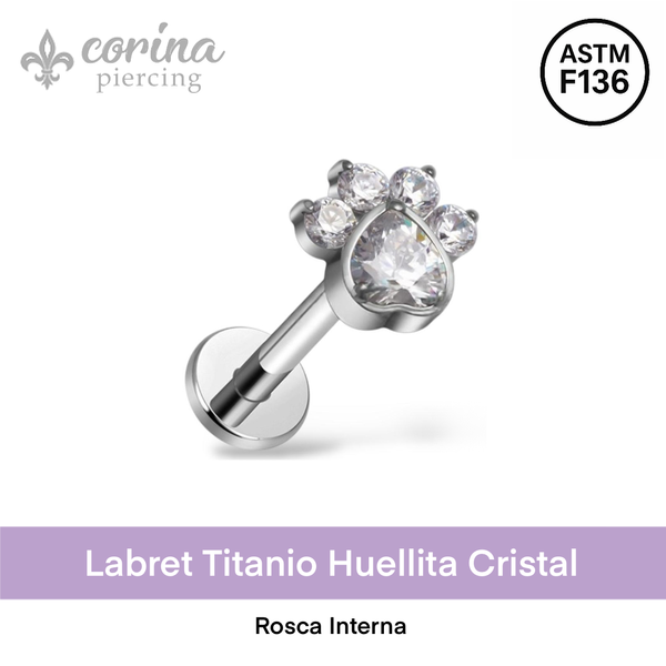 Producto - Labret Titanio Huellita Cristal