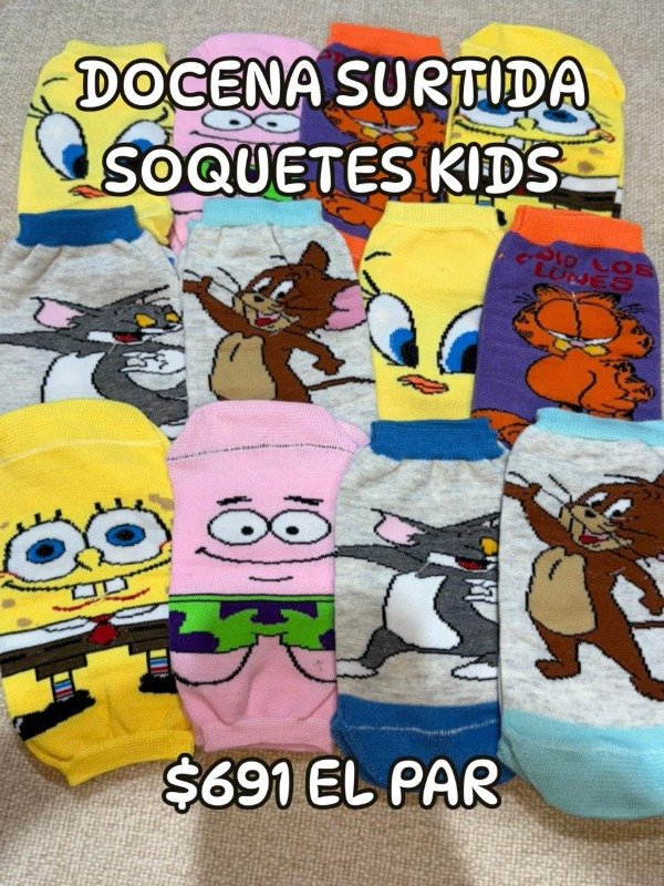Producto - Docena Surtida Soquetes Animados Kids