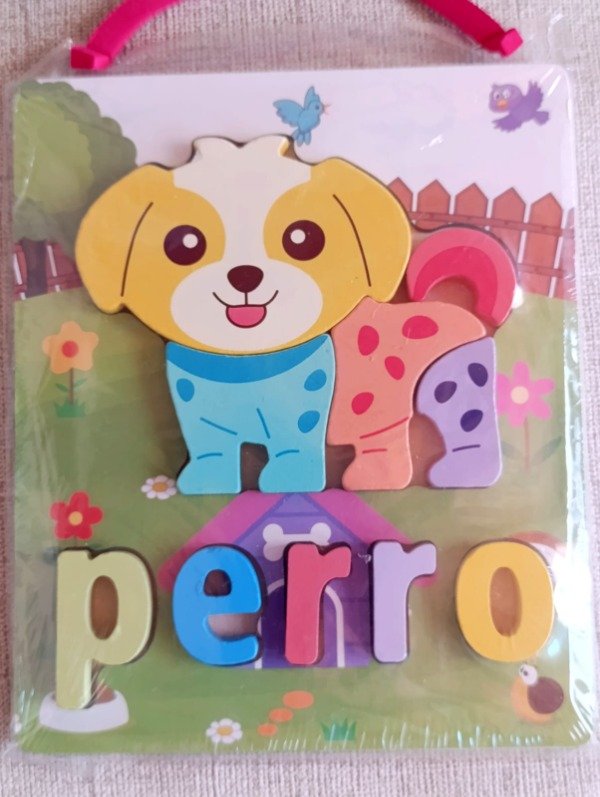 Producto - Encastre Rompecabezas PERRO con Letras en Madera