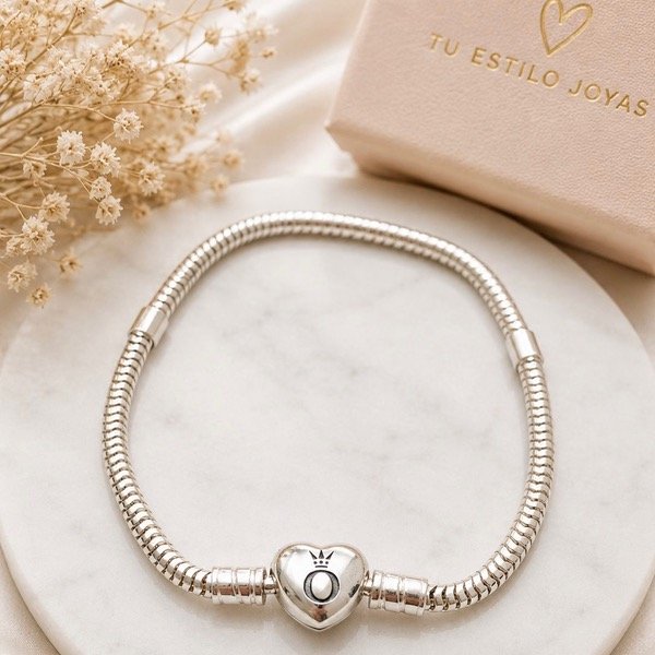 Producto - Pulsera para dijes Plata 925 corazón