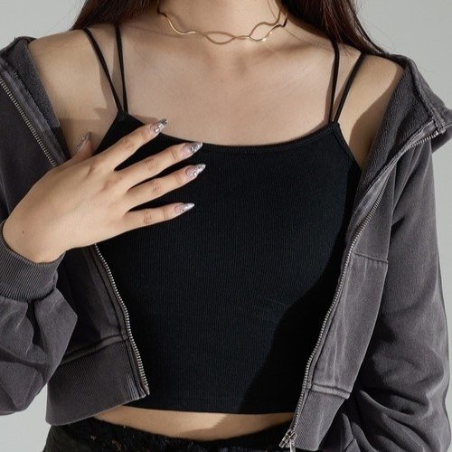 Producto - Top de Morley de Algodón con Tazas Negro - T.u