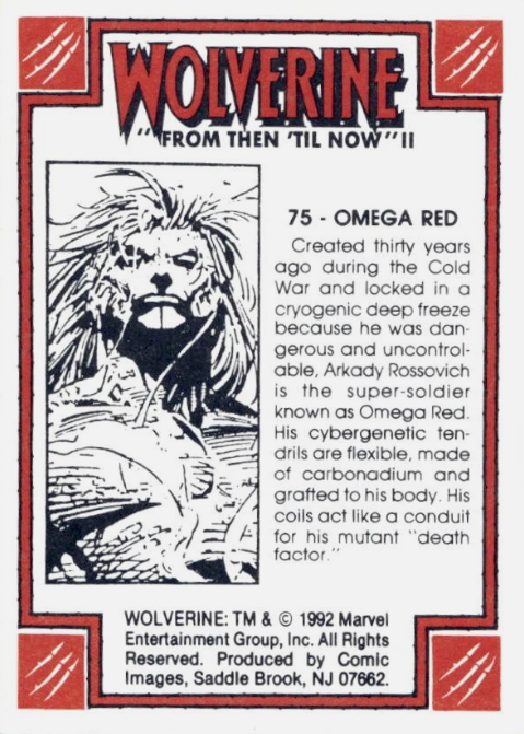 Producto - 1992 Comic Images Wolverine From Then 'Til Now II  #75 - Omega Red - 1