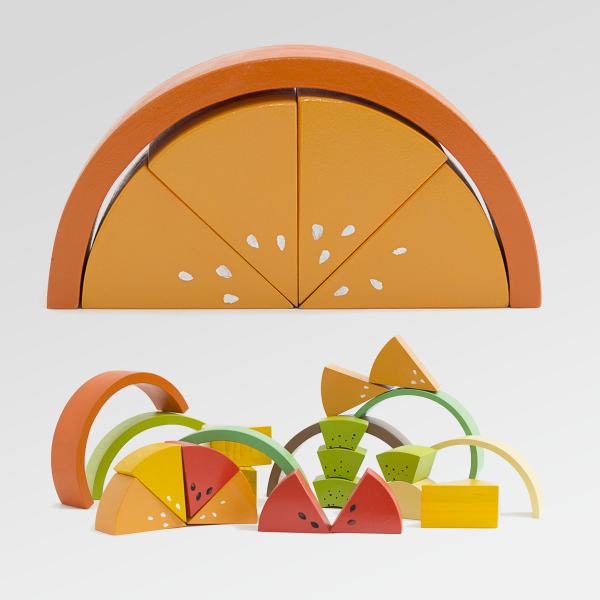 Producto - Bloques de madera - Fruta NARANJA - 20 cm - Juguete Didáctico