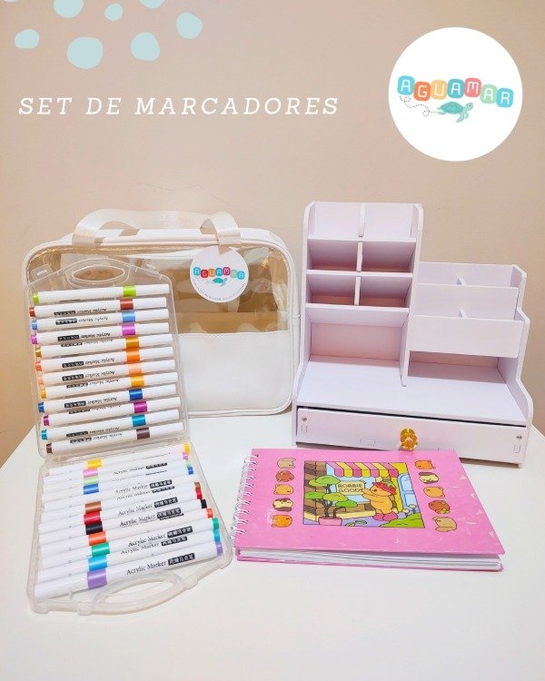Producto - Set Marcadores + Organizador+ Libro + Bolso