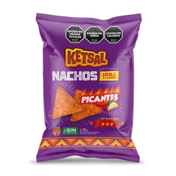 Producto - Nachos PICANTES sabor Chile Limon 70g - KETSAL